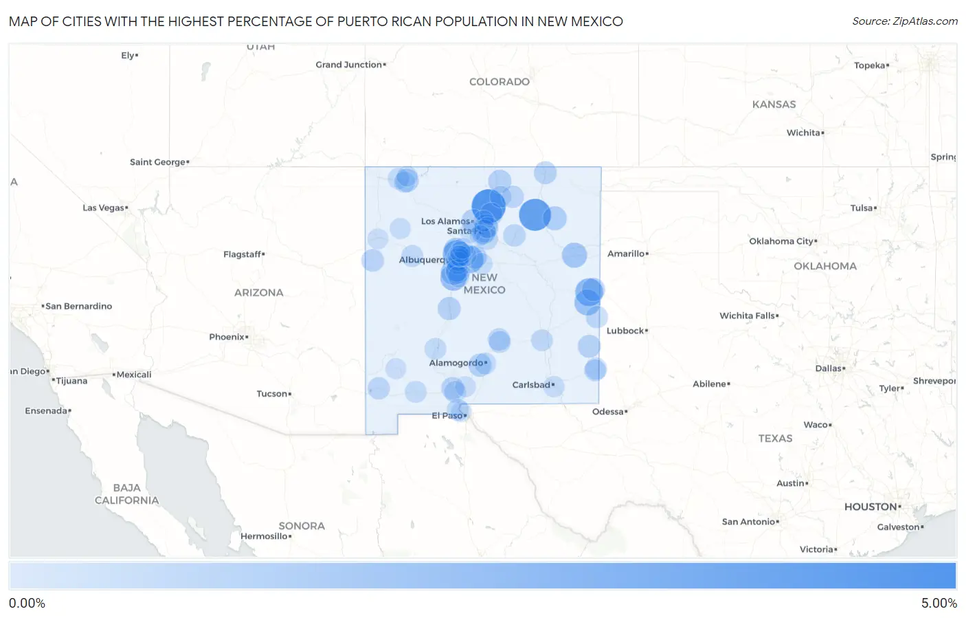 Cities with the Highest Percentage of Puerto Rican Population in New Mexico Map