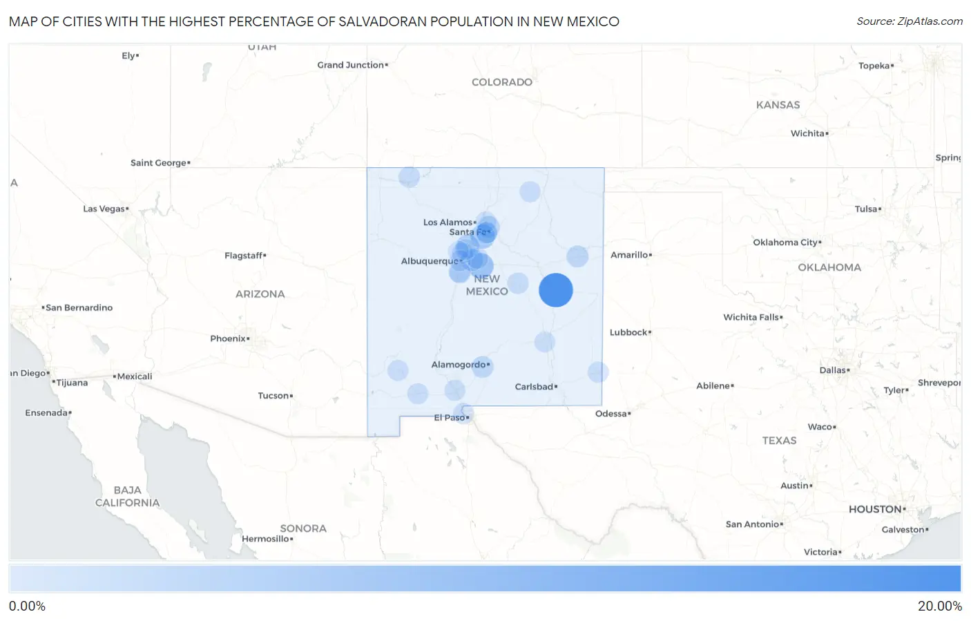 Cities with the Highest Percentage of Salvadoran Population in New Mexico Map