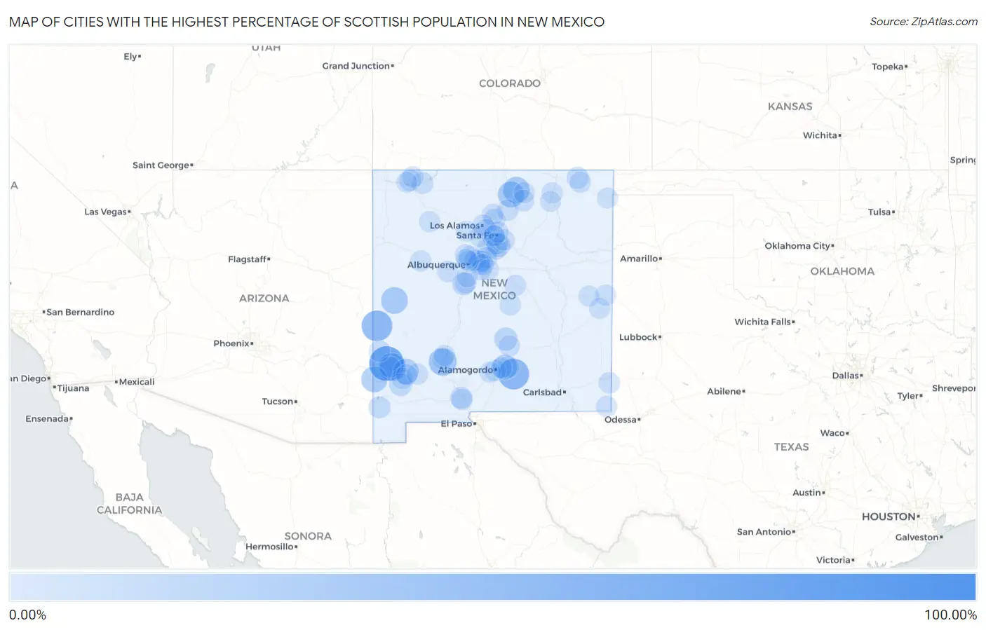 Cities with the Highest Percentage of Scottish Population in New Mexico Map