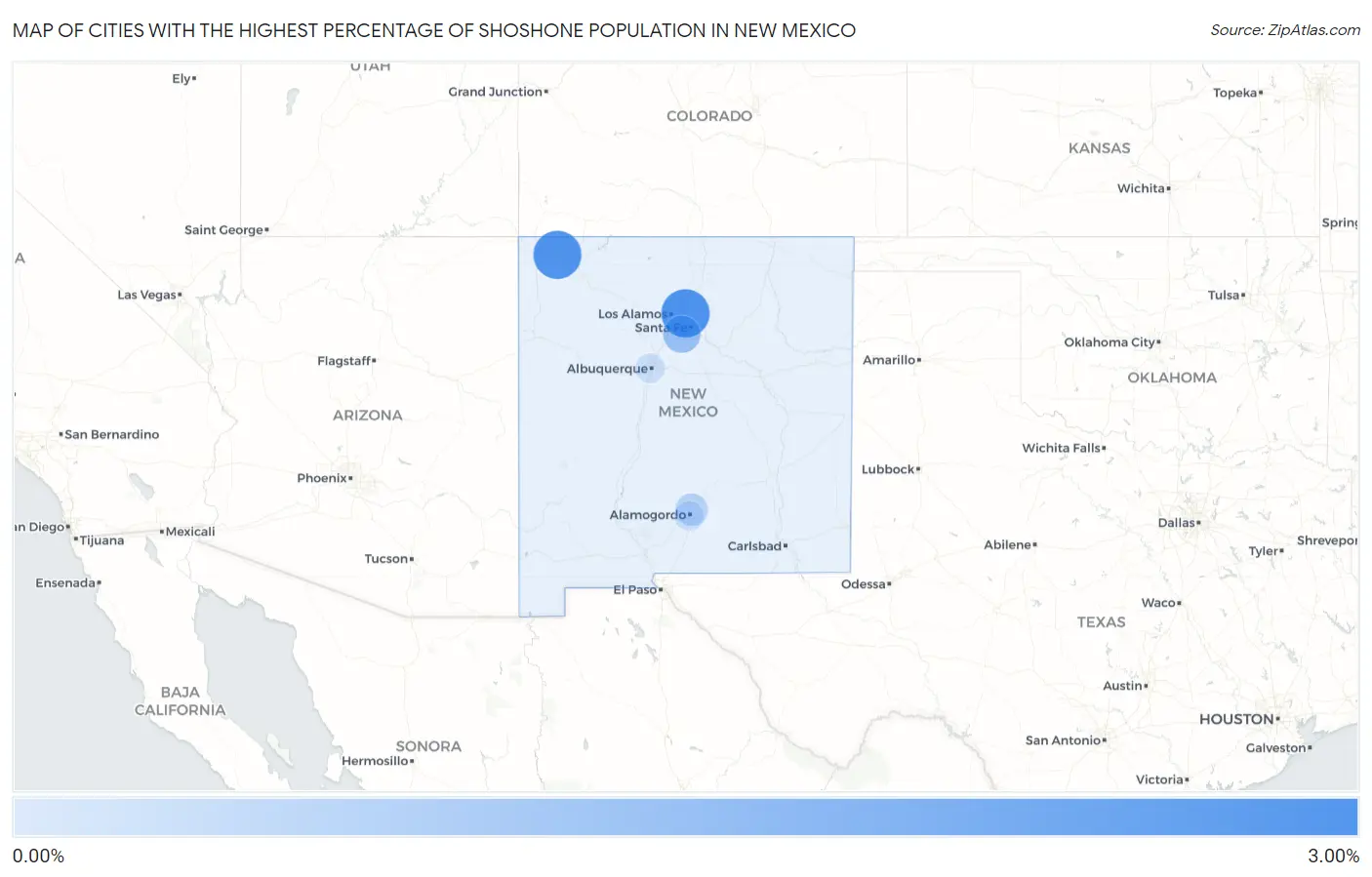 Cities with the Highest Percentage of Shoshone Population in New Mexico Map