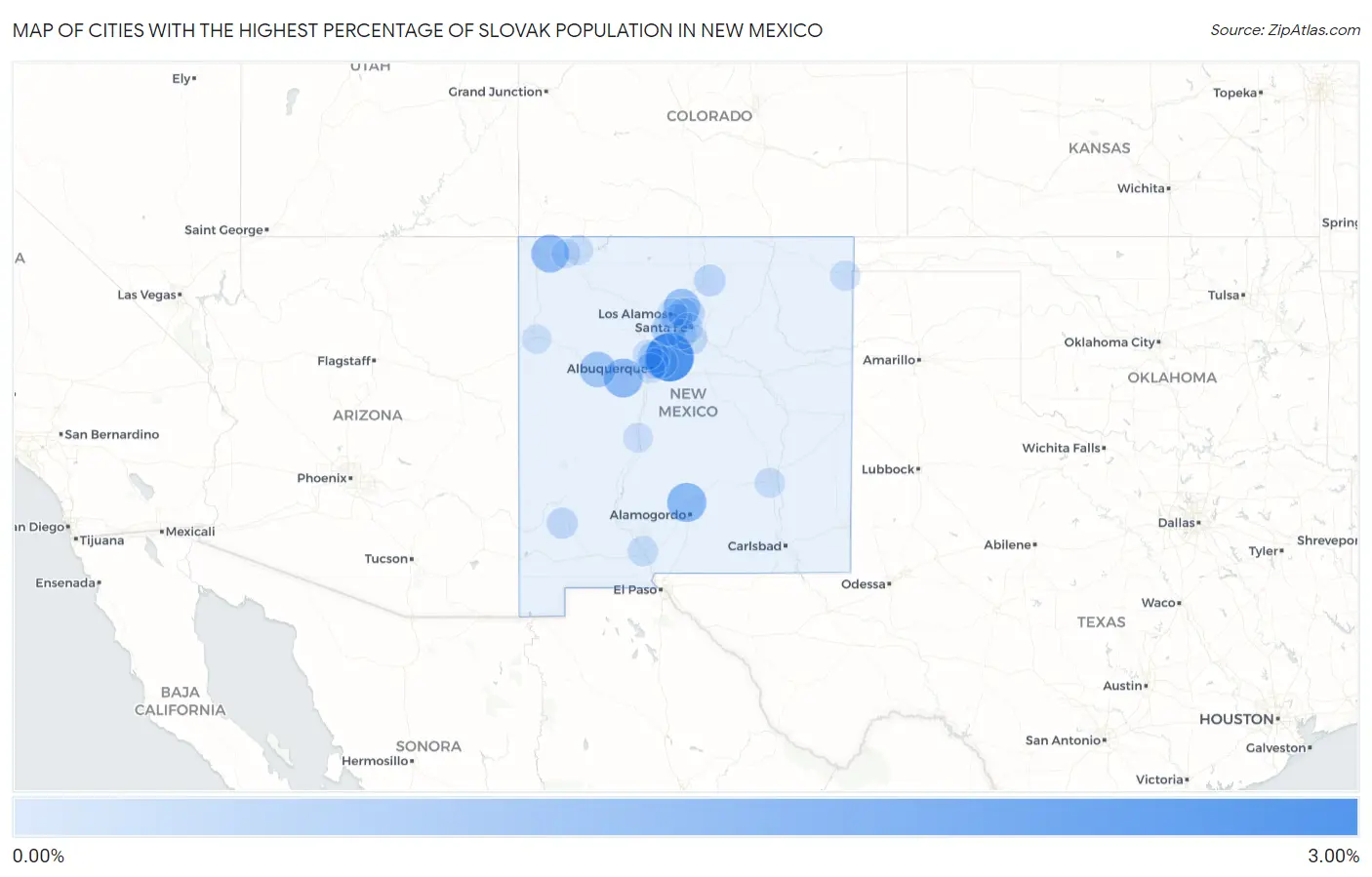 Cities with the Highest Percentage of Slovak Population in New Mexico Map