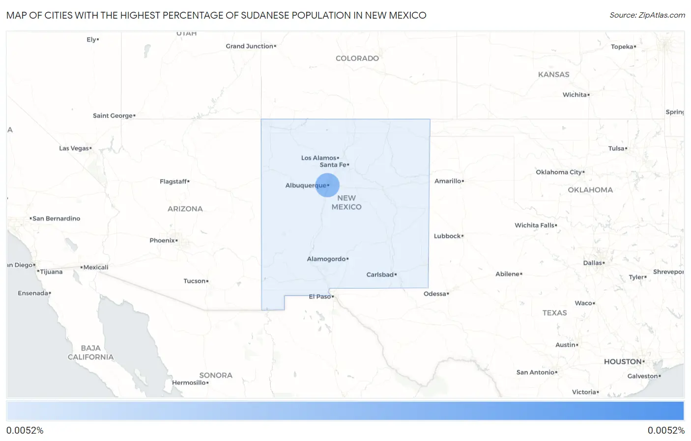 Cities with the Highest Percentage of Sudanese Population in New Mexico Map