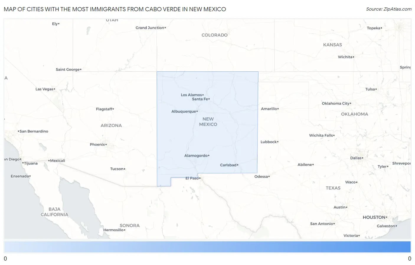 Cities with the Most Immigrants from Cabo Verde in New Mexico Map