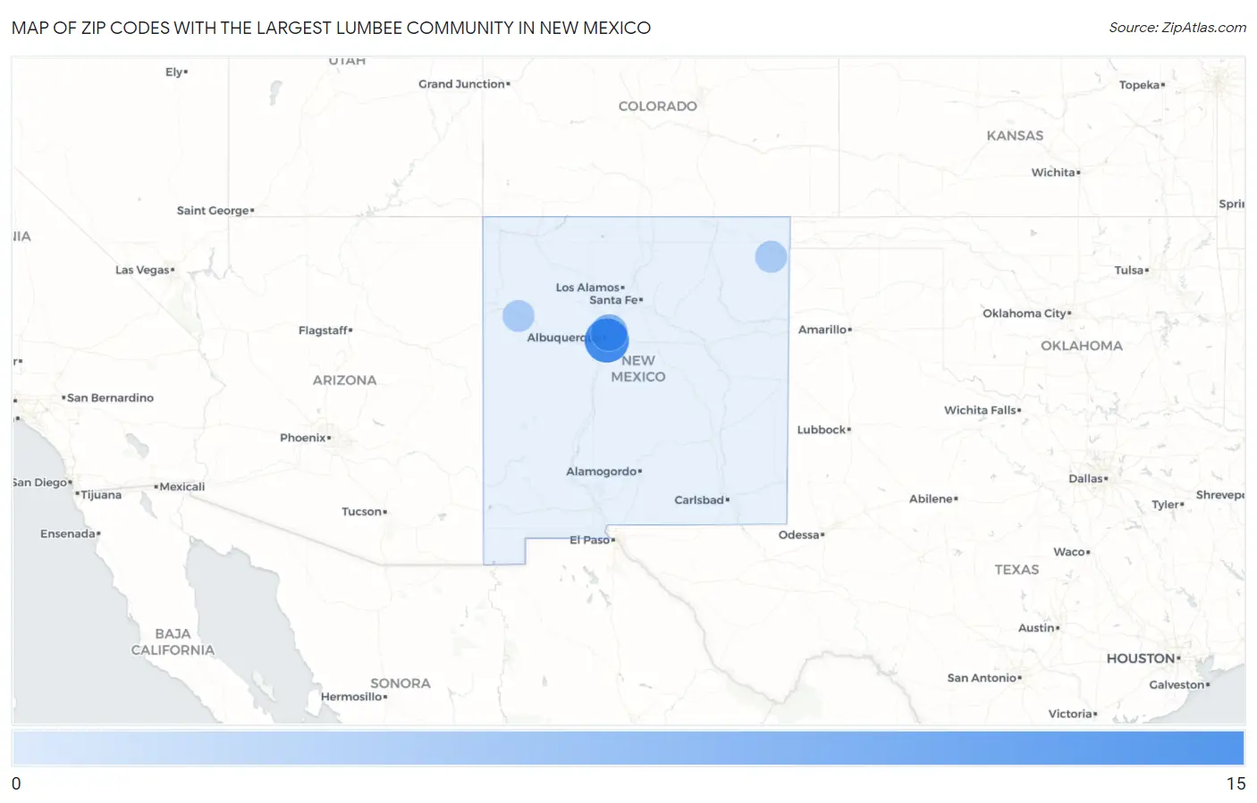 Zip Codes with the Largest Lumbee Community in New Mexico Map