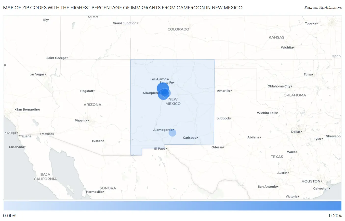 Zip Codes with the Highest Percentage of Immigrants from Cameroon in New Mexico Map