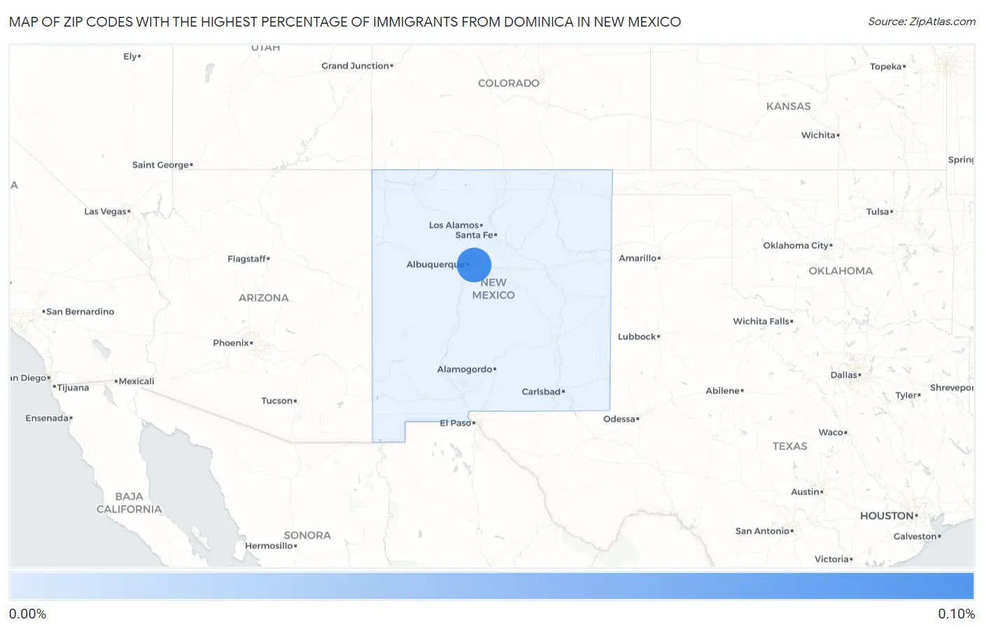 Zip Codes with the Highest Percentage of Immigrants from Dominica in New Mexico Map
