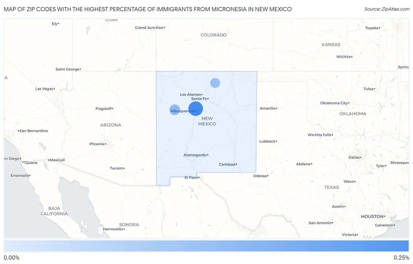 Zip Codes with the Highest Percentage of Immigrants from Micronesia in New Mexico Map