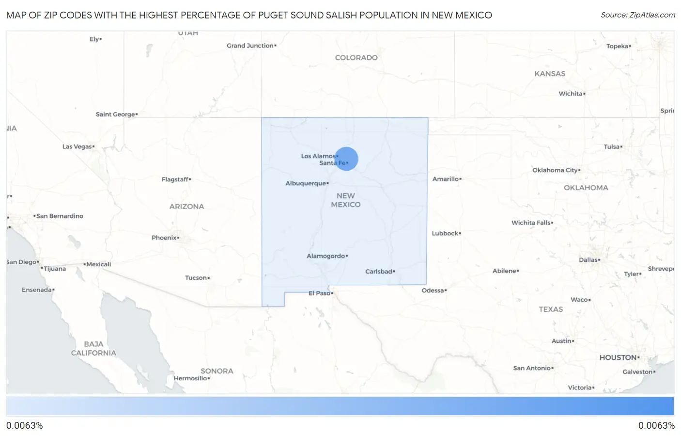 Zip Codes with the Highest Percentage of Puget Sound Salish Population in New Mexico Map