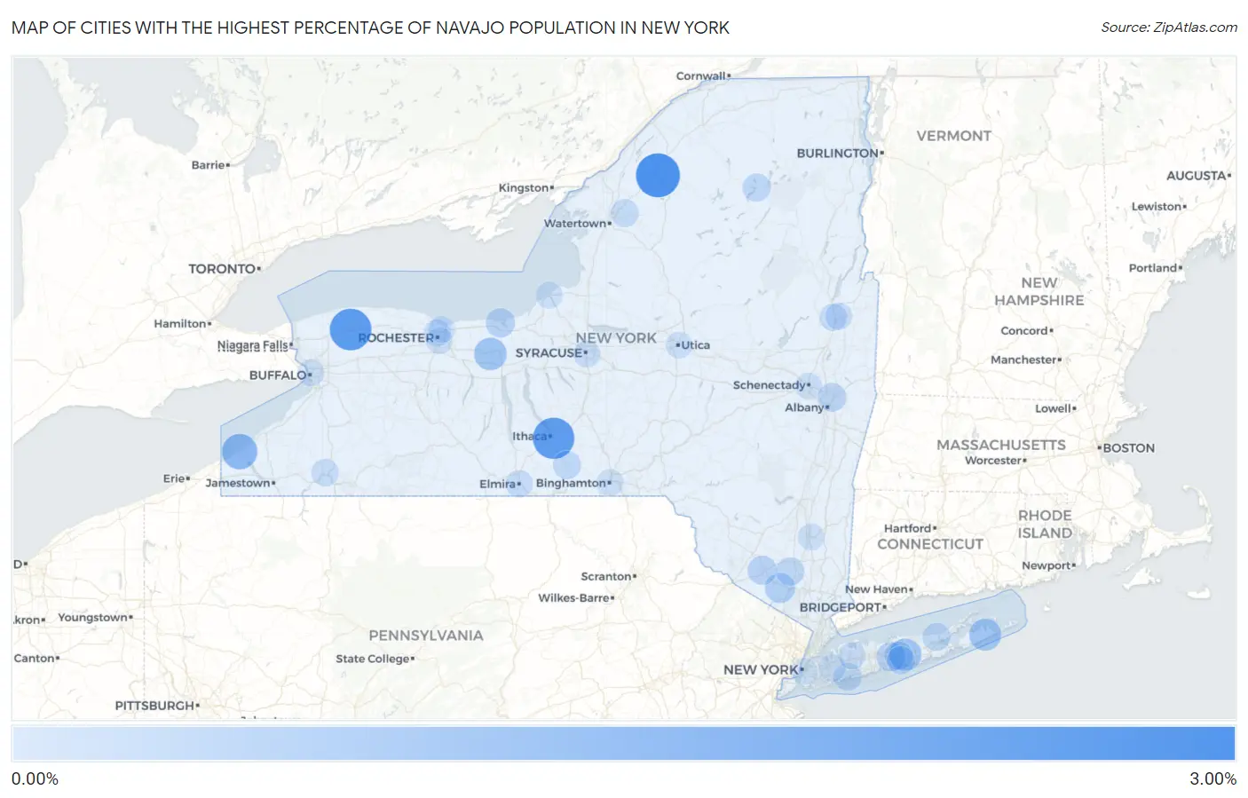 Cities with the Highest Percentage of Navajo Population in New York Map