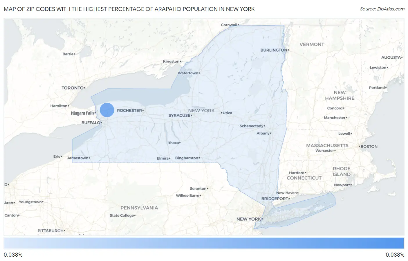 Zip Codes with the Highest Percentage of Arapaho Population in New York Map