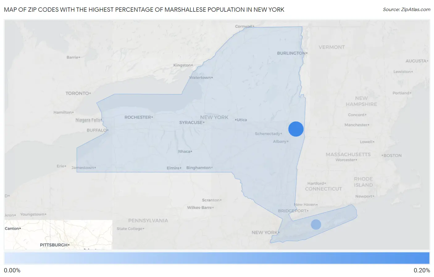Zip Codes with the Highest Percentage of Marshallese Population in New York Map