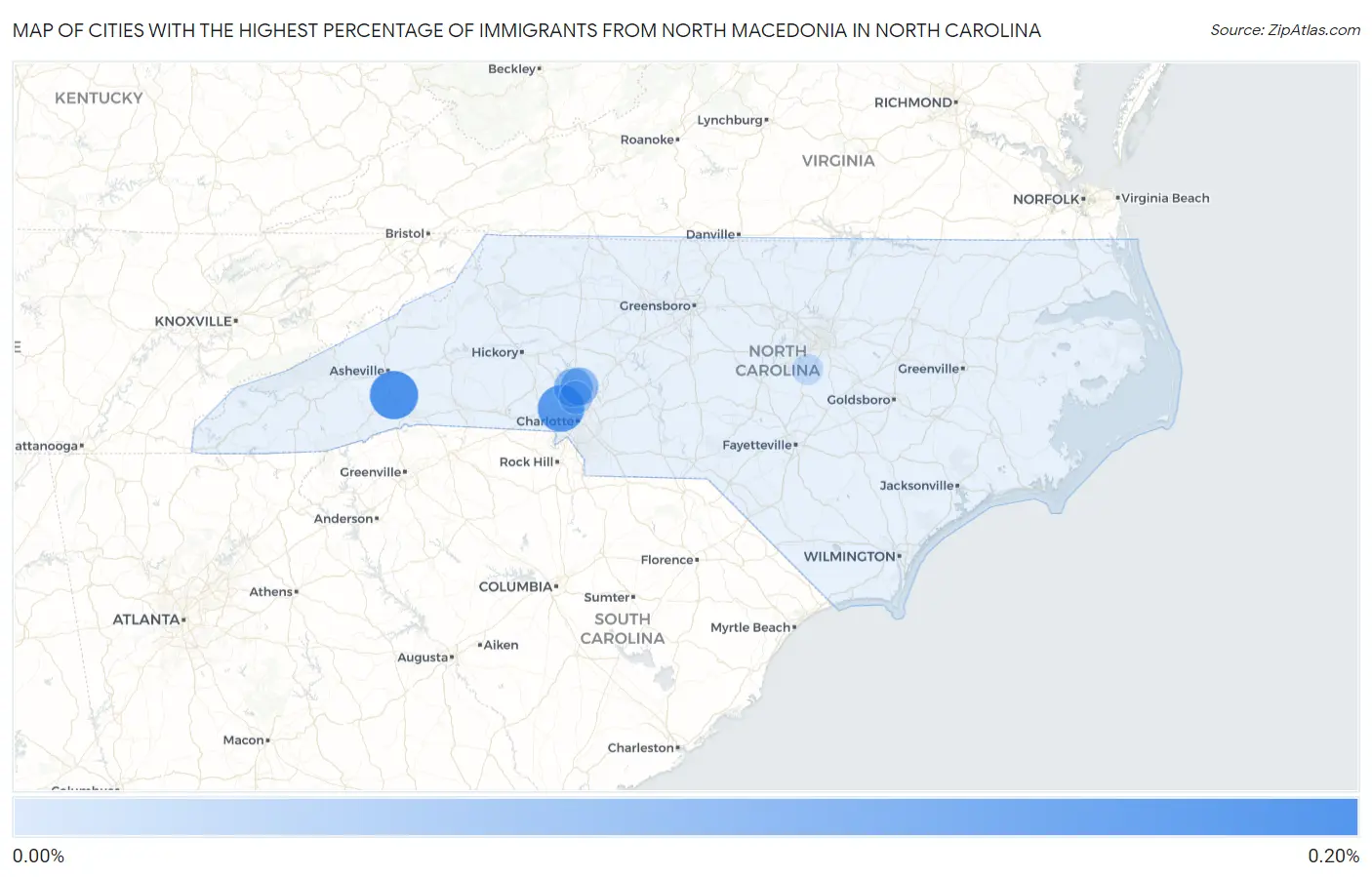 Cities with the Highest Percentage of Immigrants from North Macedonia in North Carolina Map