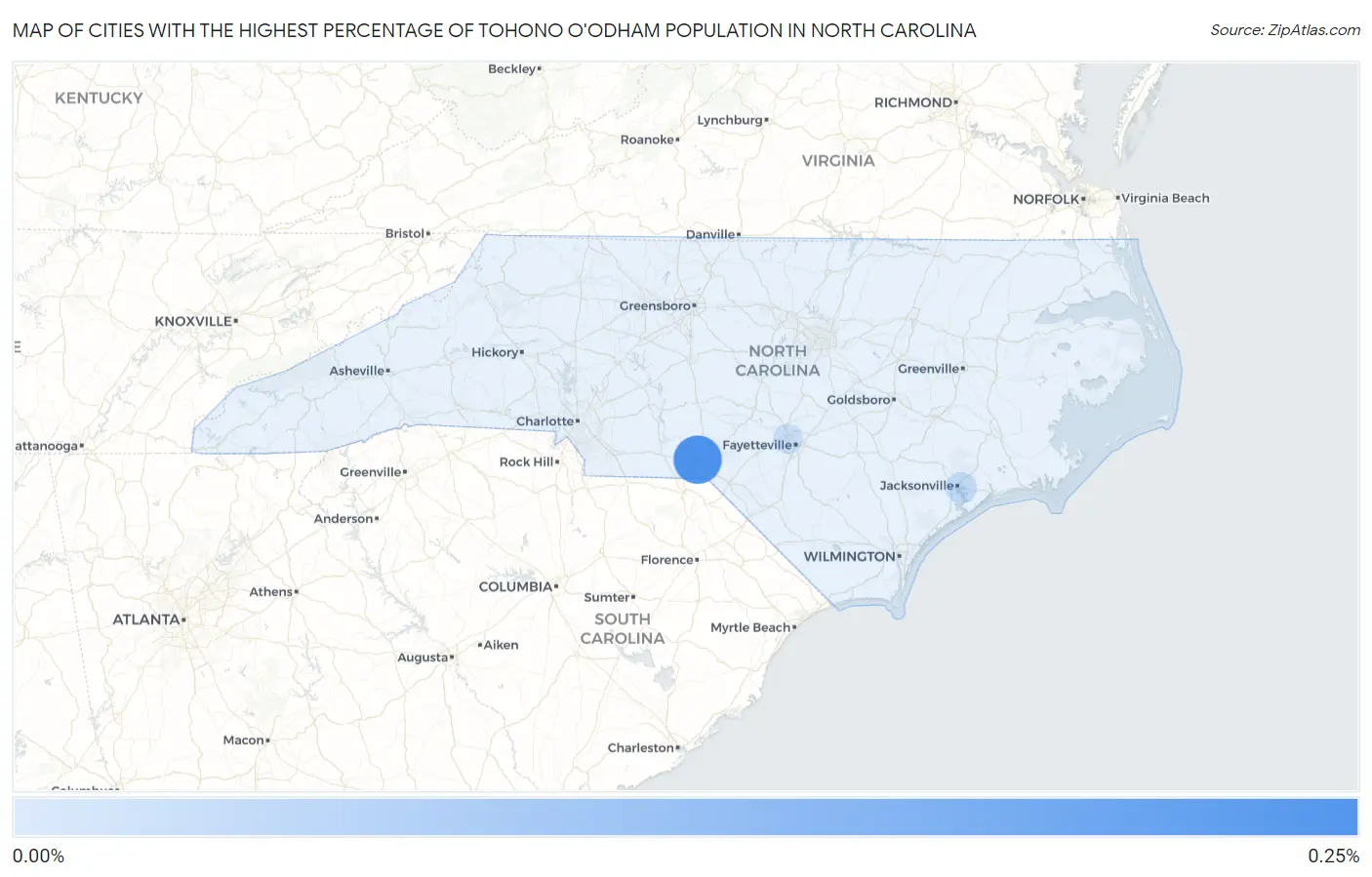 Cities with the Highest Percentage of Tohono O'Odham Population in North Carolina Map