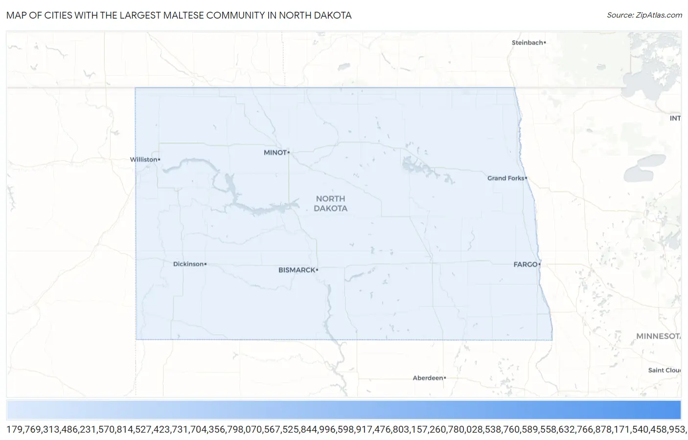 Cities with the Largest Maltese Community in North Dakota Map