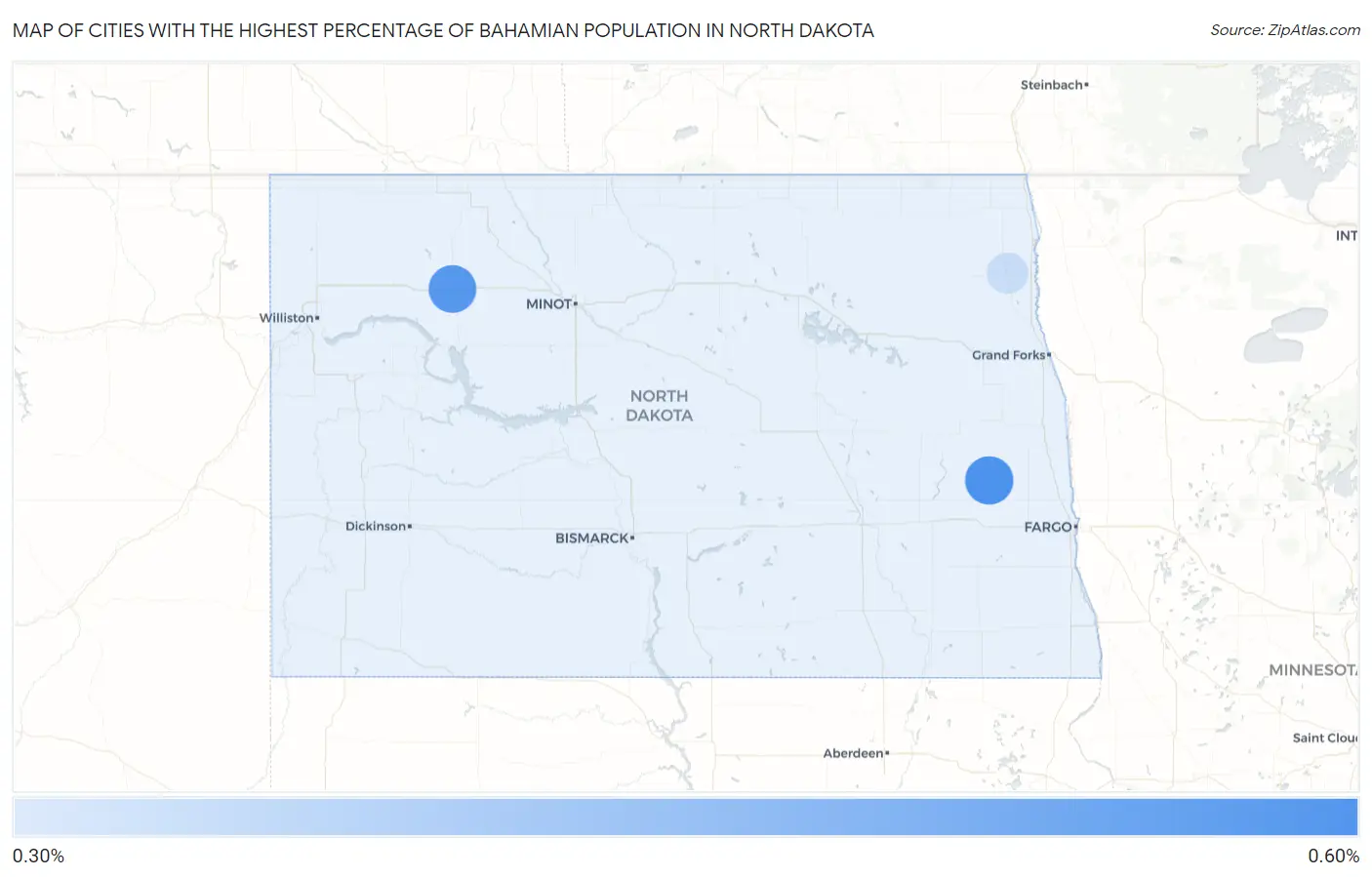 Cities with the Highest Percentage of Bahamian Population in North Dakota Map