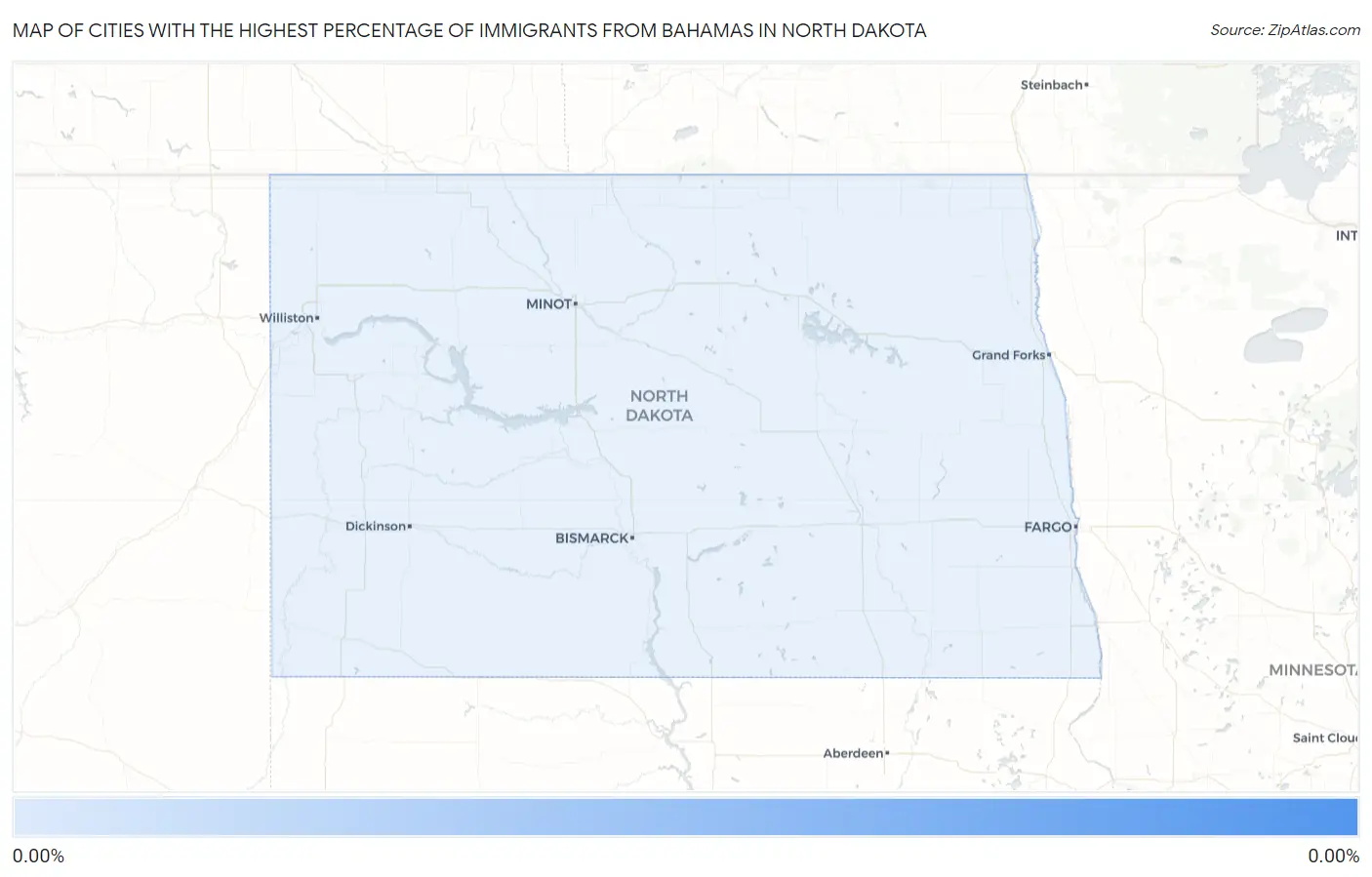 Cities with the Highest Percentage of Immigrants from Bahamas in North Dakota Map