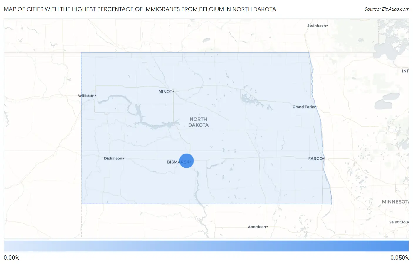 Cities with the Highest Percentage of Immigrants from Belgium in North Dakota Map