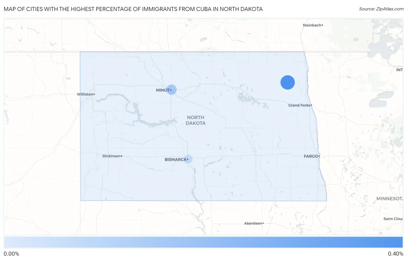 Cities with the Highest Percentage of Immigrants from Cuba in North Dakota Map