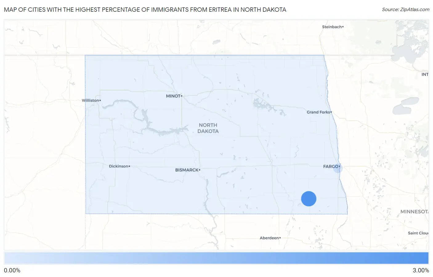 Cities with the Highest Percentage of Immigrants from Eritrea in North Dakota Map