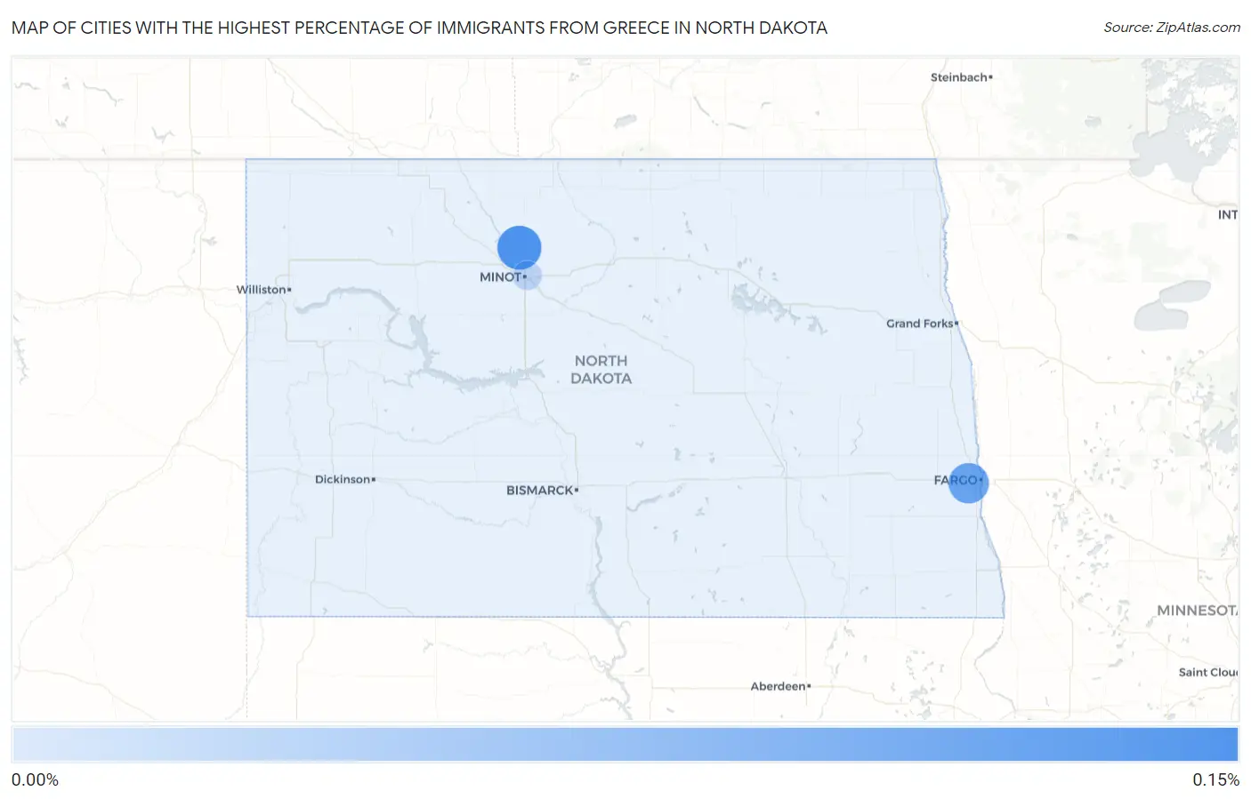 Cities with the Highest Percentage of Immigrants from Greece in North Dakota Map