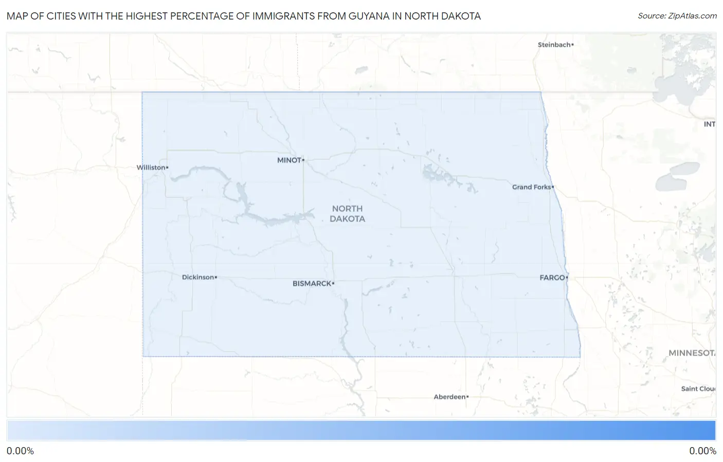 Cities with the Highest Percentage of Immigrants from Guyana in North Dakota Map