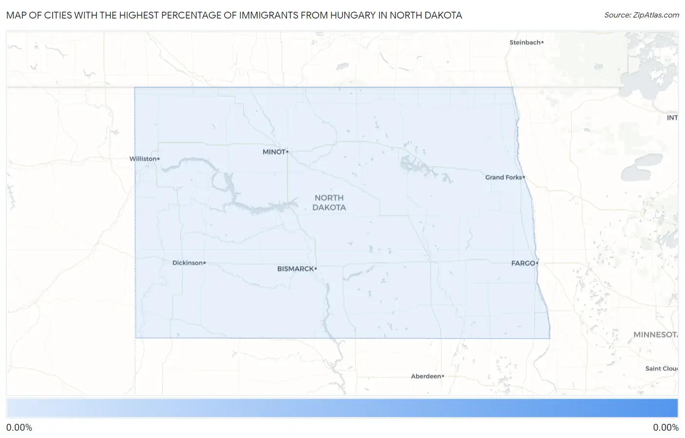 Cities with the Highest Percentage of Immigrants from Hungary in North Dakota Map