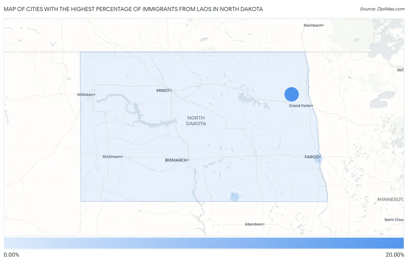 Cities with the Highest Percentage of Immigrants from Laos in North Dakota Map