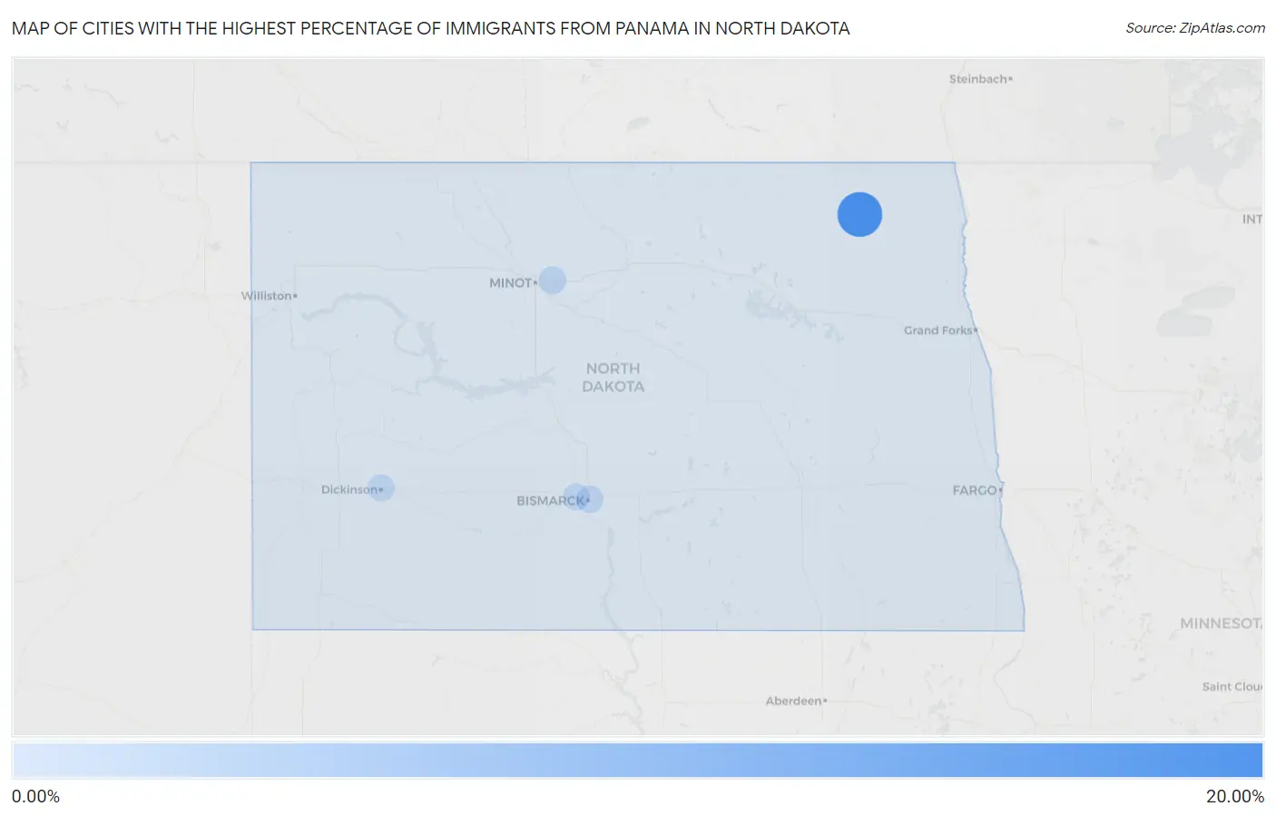 Cities with the Highest Percentage of Immigrants from Panama in North Dakota Map