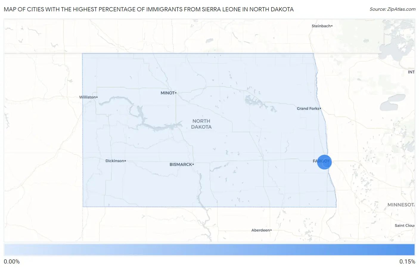 Cities with the Highest Percentage of Immigrants from Sierra Leone in North Dakota Map