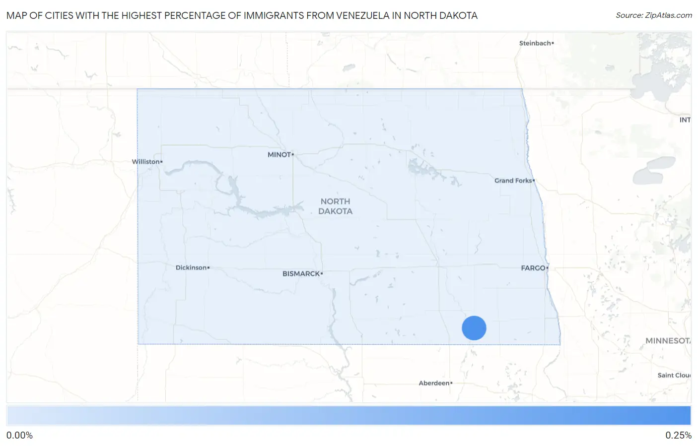 Cities with the Highest Percentage of Immigrants from Venezuela in North Dakota Map