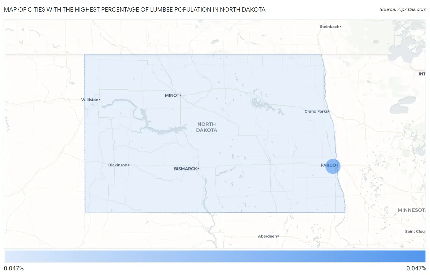 Cities with the Highest Percentage of Lumbee Population in North Dakota Map