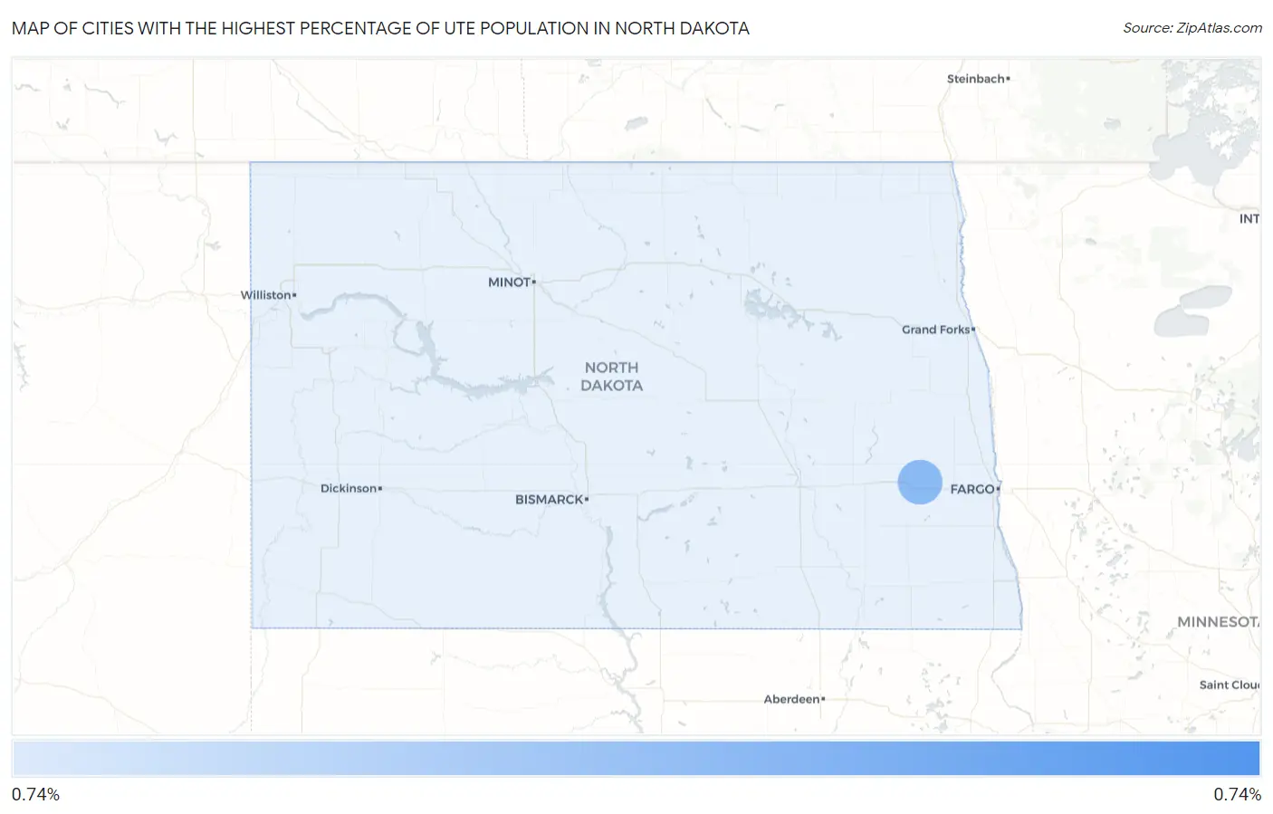 Cities with the Highest Percentage of Ute Population in North Dakota Map