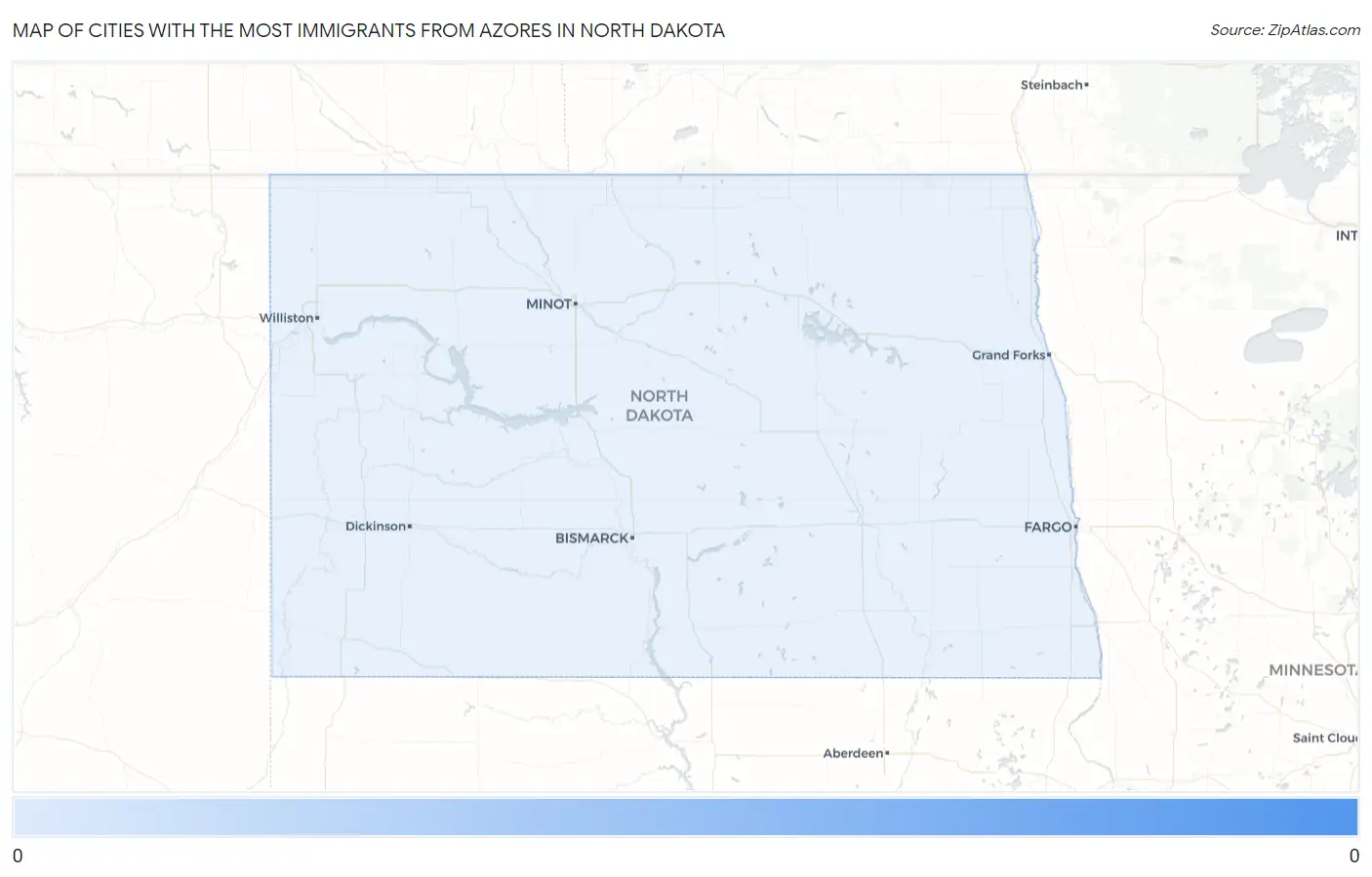 Cities with the Most Immigrants from Azores in North Dakota Map