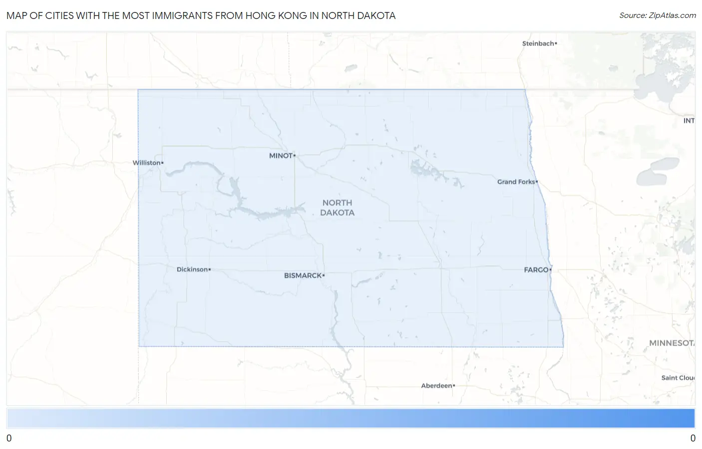 Cities with the Most Immigrants from Hong Kong in North Dakota Map
