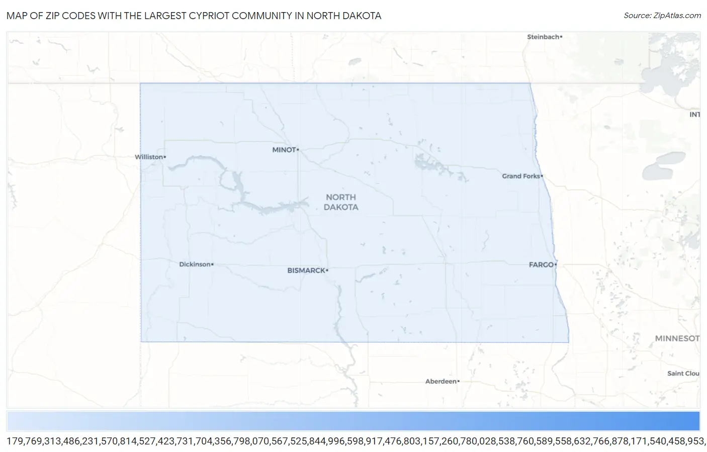 Zip Codes with the Largest Cypriot Community in North Dakota Map