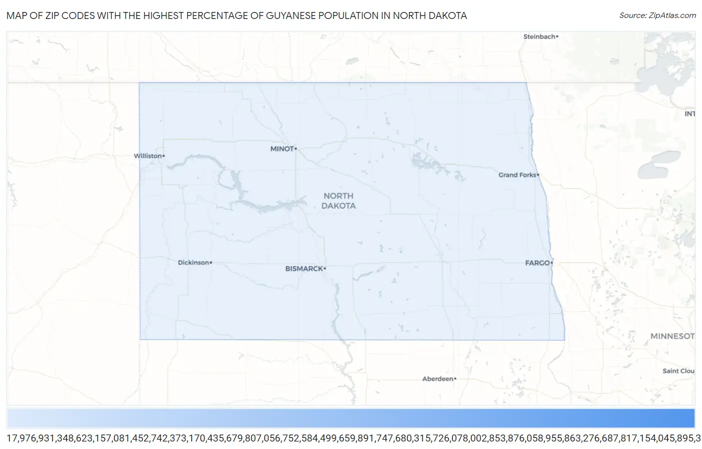 Zip Codes with the Highest Percentage of Guyanese Population in North Dakota Map