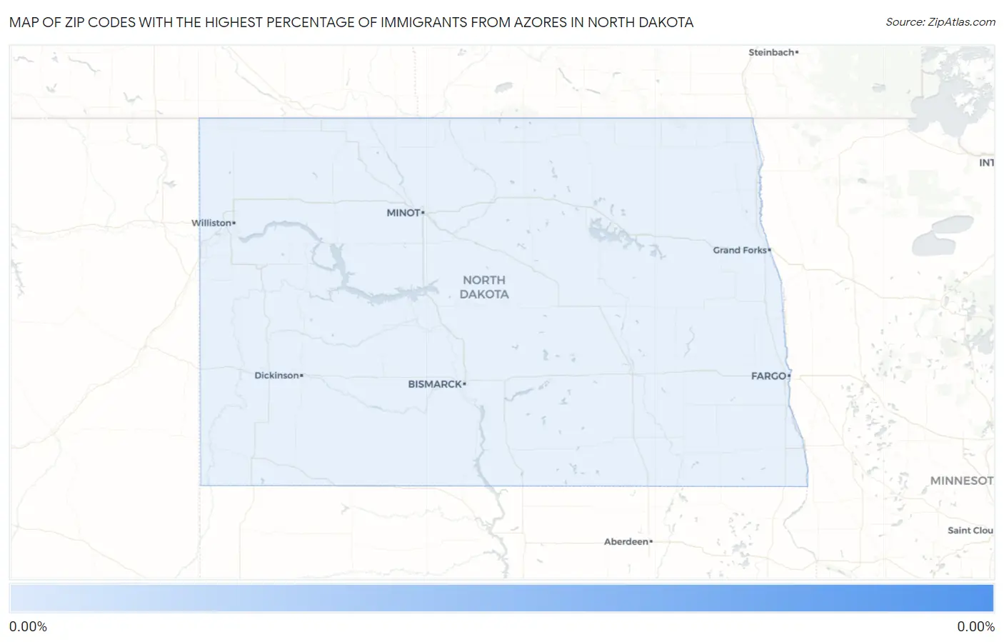 Zip Codes with the Highest Percentage of Immigrants from Azores in North Dakota Map