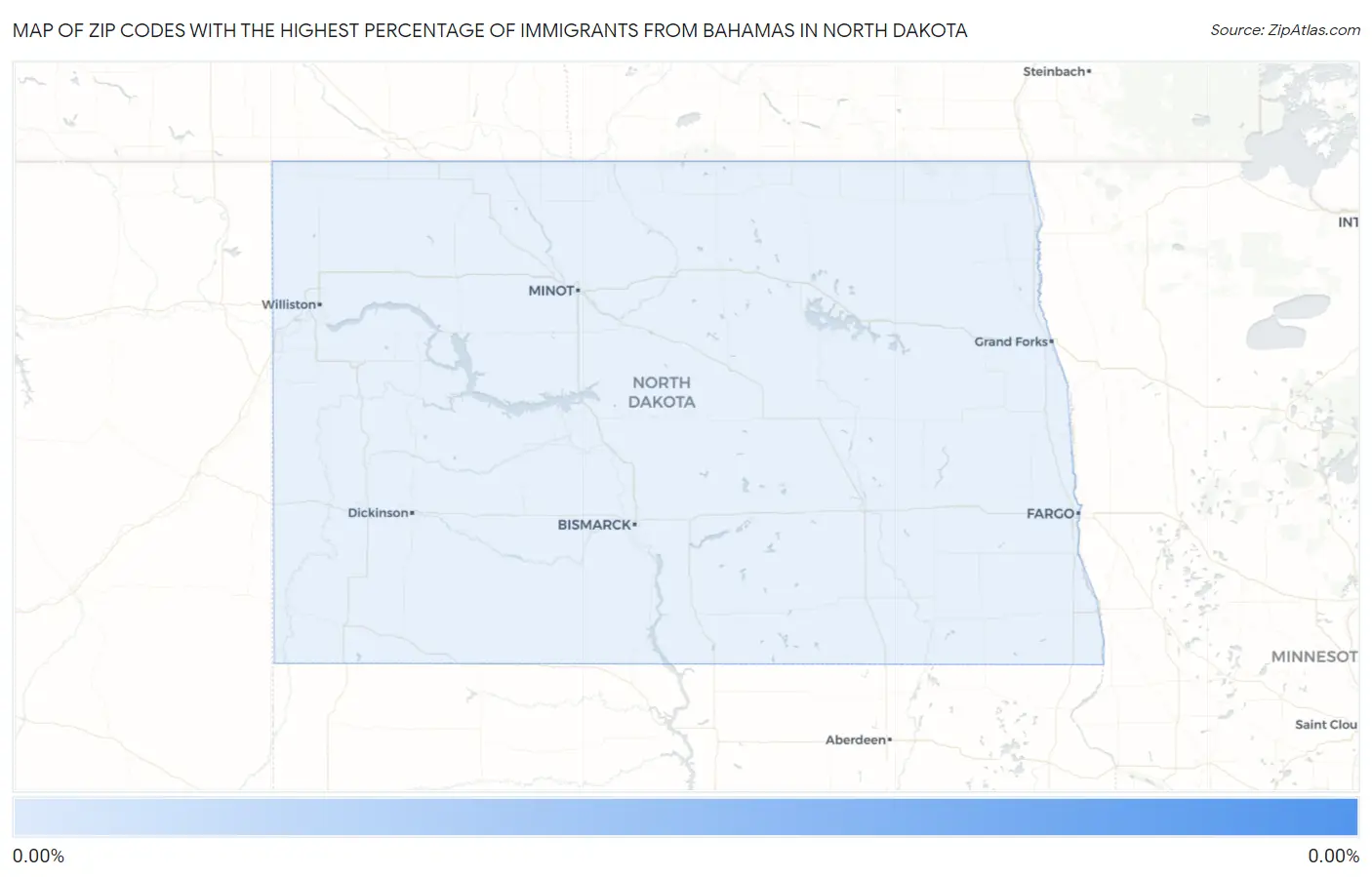 Zip Codes with the Highest Percentage of Immigrants from Bahamas in North Dakota Map