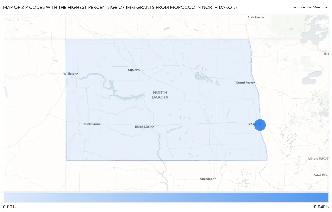 Zip Codes with the Highest Percentage of Immigrants from Morocco in North Dakota Map