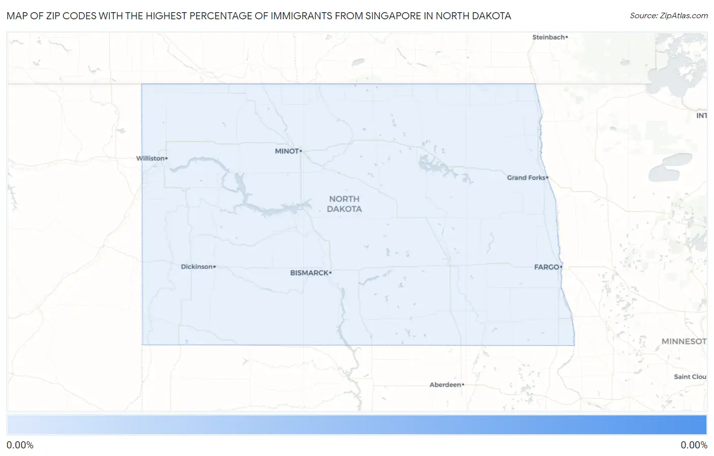Zip Codes with the Highest Percentage of Immigrants from Singapore in North Dakota Map