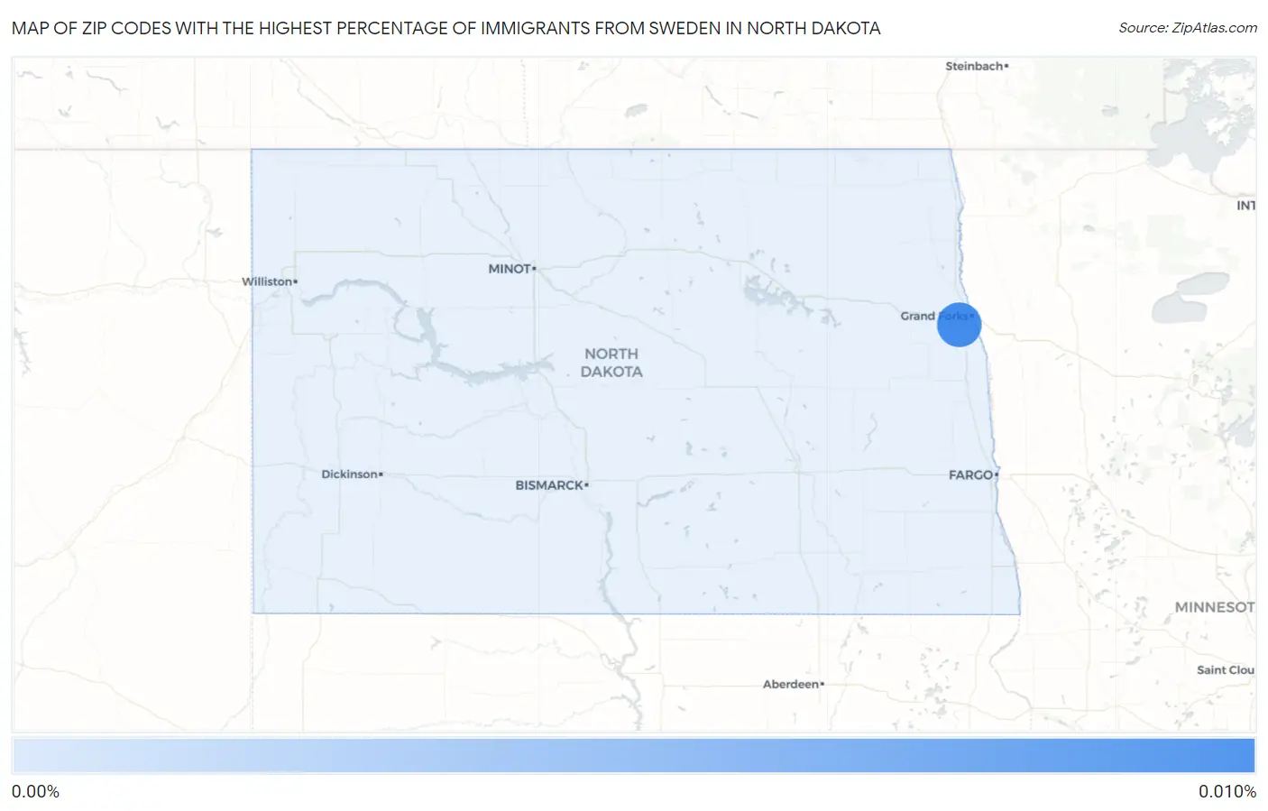 Zip Codes with the Highest Percentage of Immigrants from Sweden in North Dakota Map