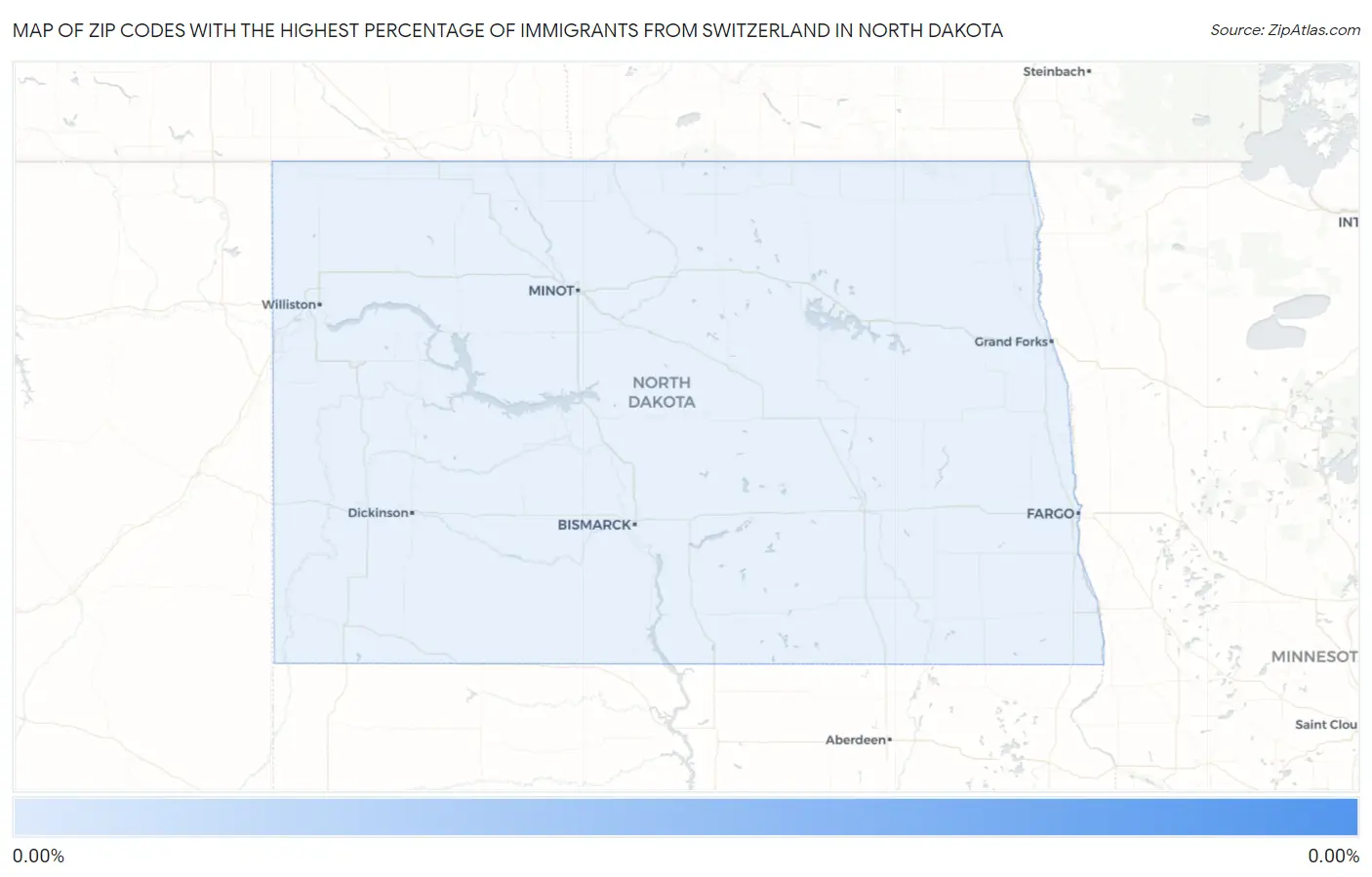 Zip Codes with the Highest Percentage of Immigrants from Switzerland in North Dakota Map