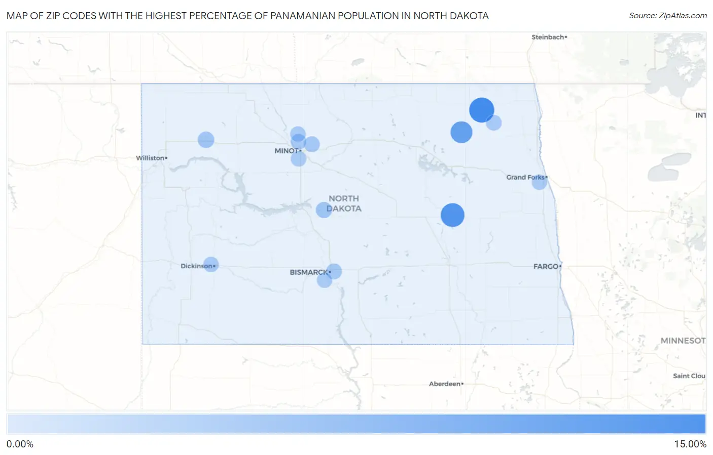 Zip Codes with the Highest Percentage of Panamanian Population in North Dakota Map