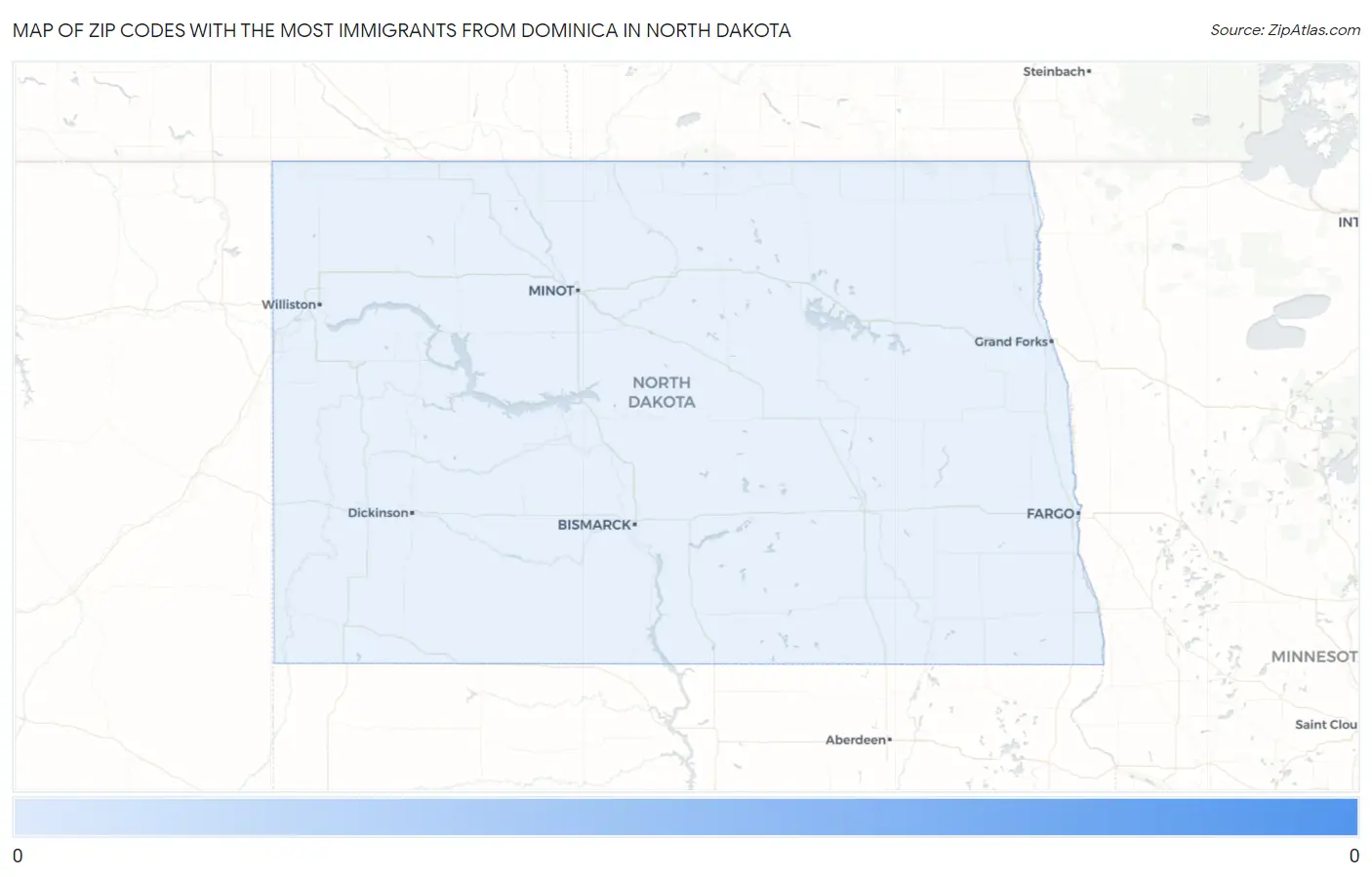 Zip Codes with the Most Immigrants from Dominica in North Dakota Map