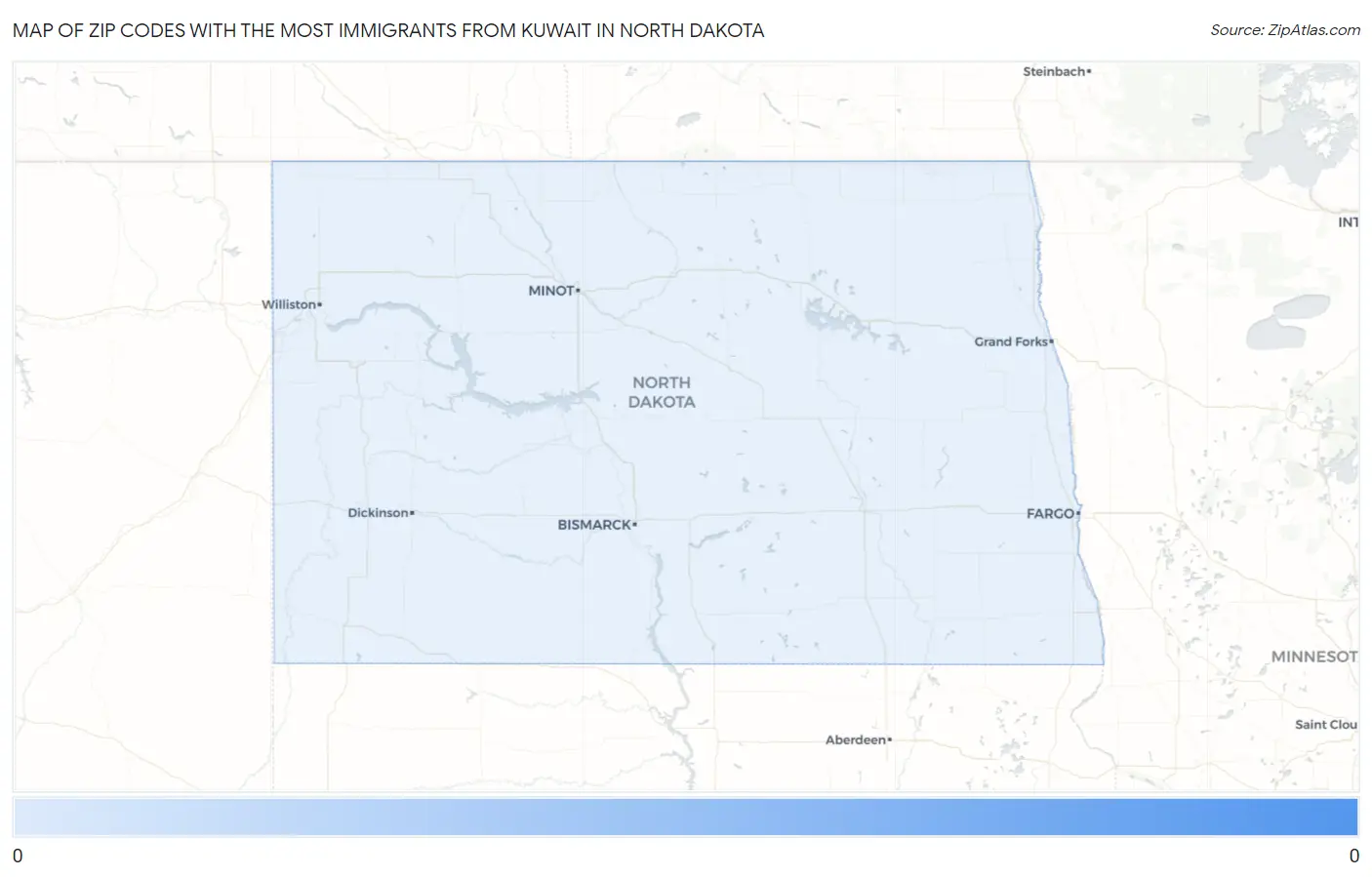 Zip Codes with the Most Immigrants from Kuwait in North Dakota Map