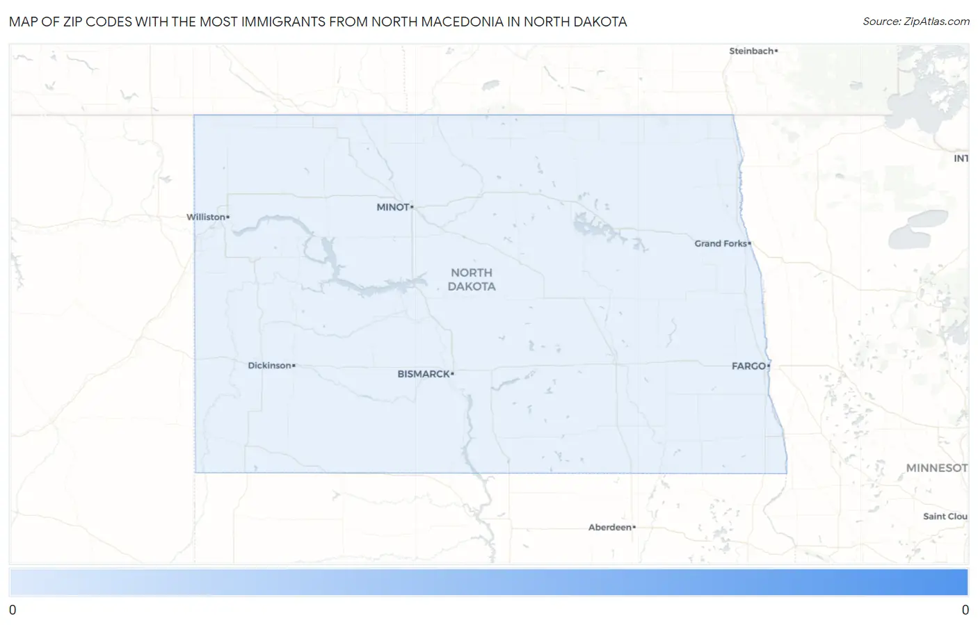 Zip Codes with the Most Immigrants from North Macedonia in North Dakota Map