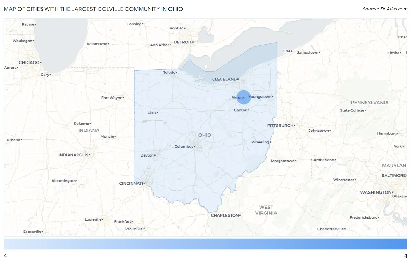 Cities with the Largest Colville Community in Ohio Map