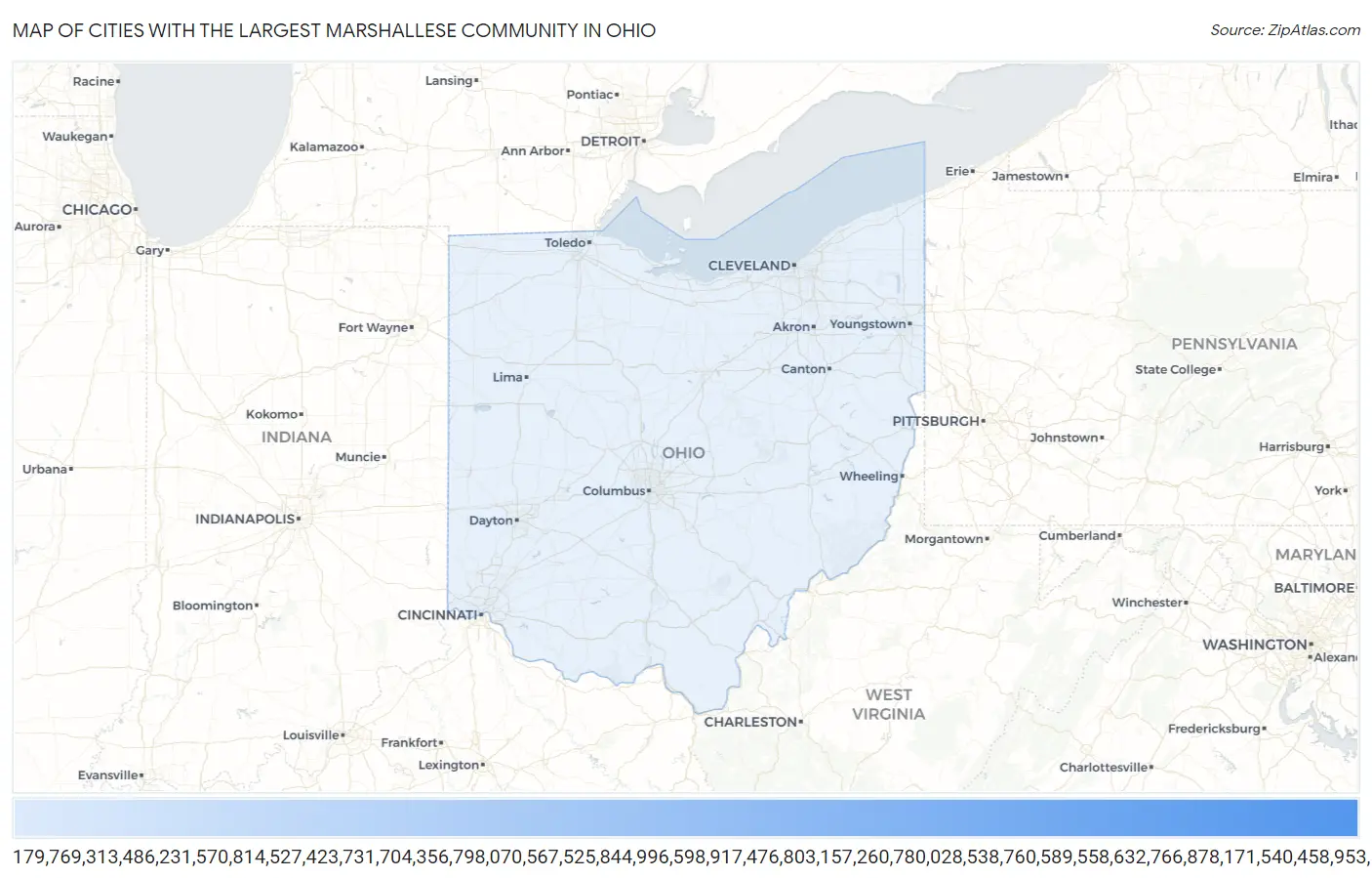 Cities with the Largest Marshallese Community in Ohio Map