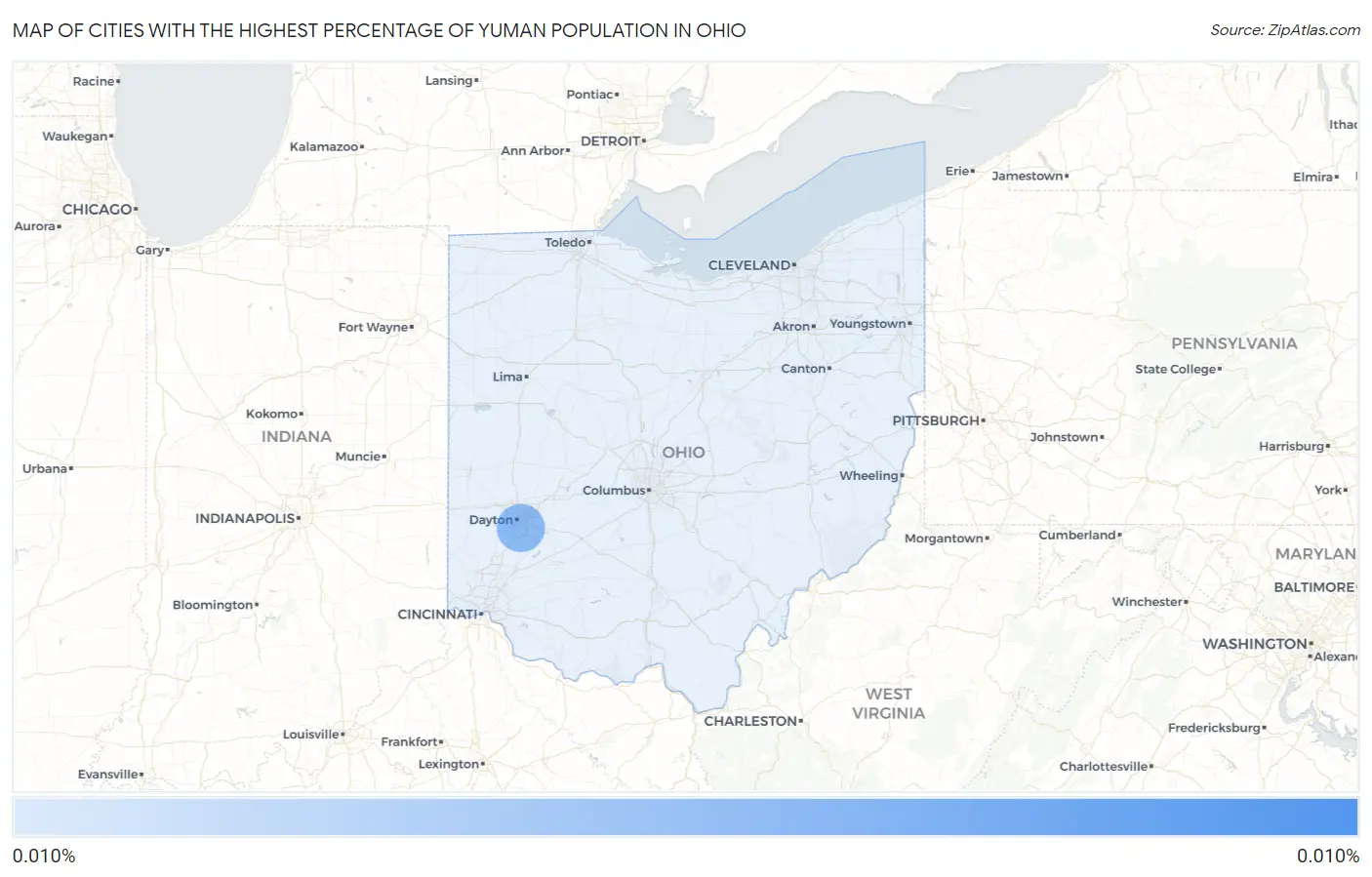 Cities with the Highest Percentage of Yuman Population in Ohio Map