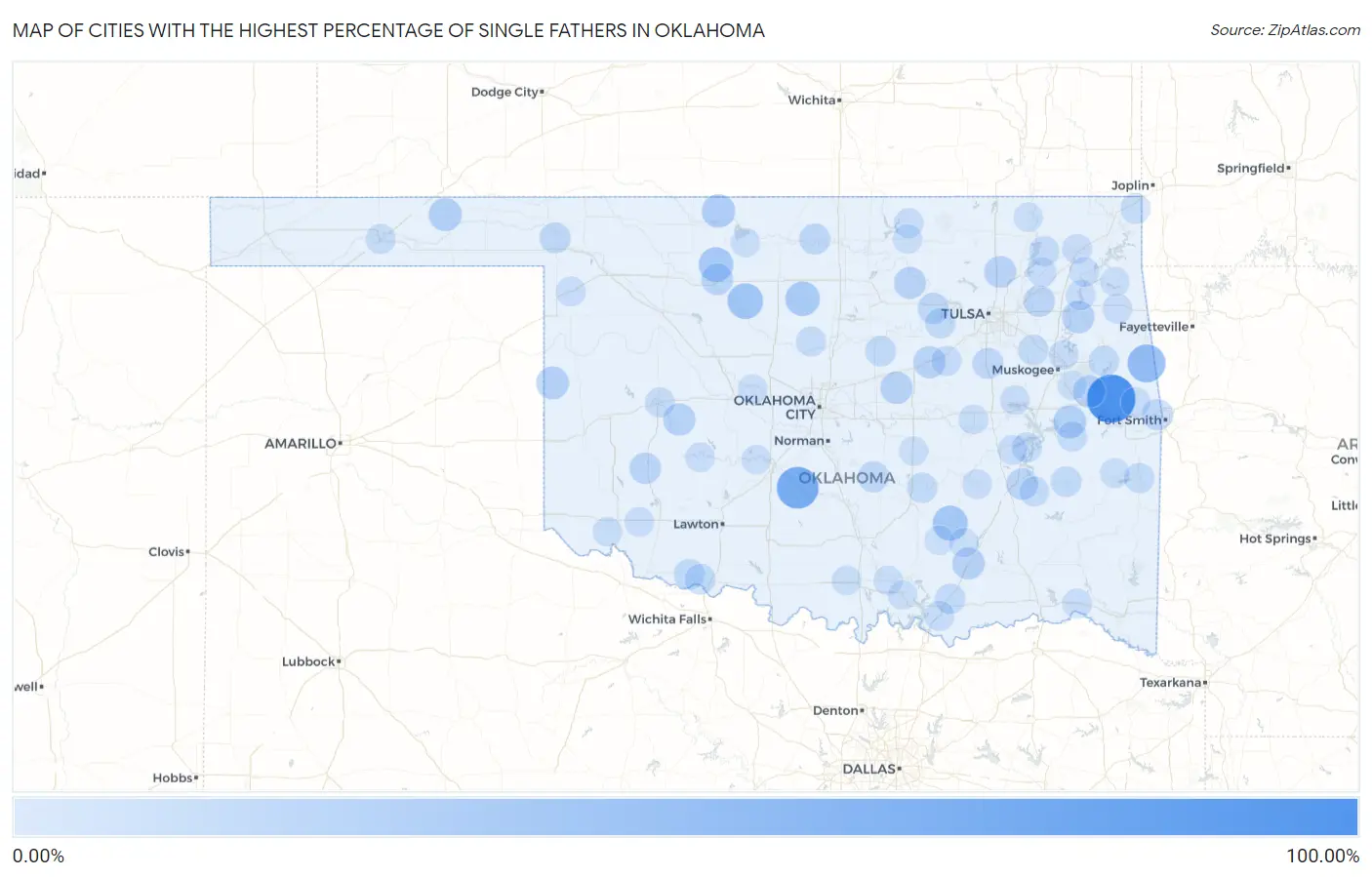 Cities with the Highest Percentage of Single Fathers in Oklahoma Map